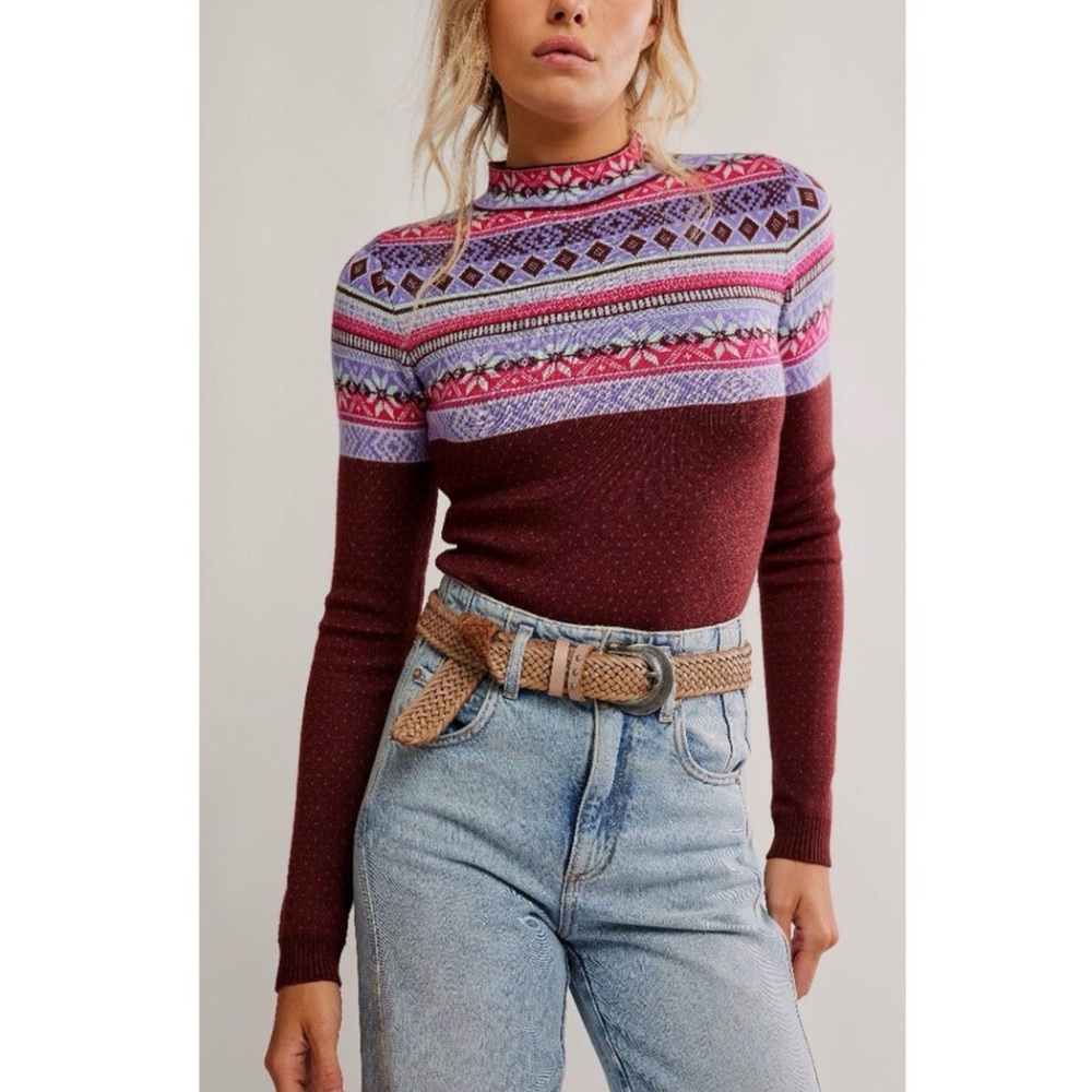NWT- Intimately Free People ‘Winter Warmer’ Fair Isle Bodysuit